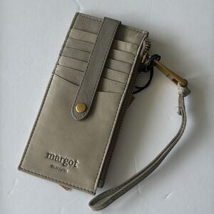 Margot Grey slim leather Card case wallet wristlet
